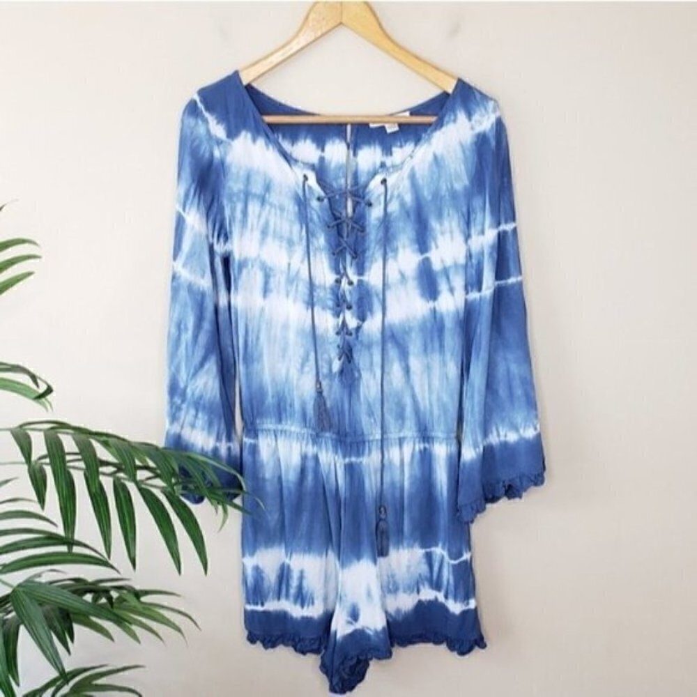 American Eagle Blue White Tie Dye Romper Size Small